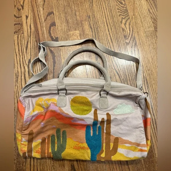 Free People New Horizons Suede & Canvas Weekender Bag- Cactus - Picture 5 of 8